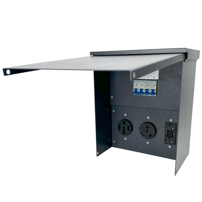 Syntax Temporary Power Outlet Panel Weatherproof RV Pedestal Electrical Breaker With 20A 30A 50 AMP Receptacles