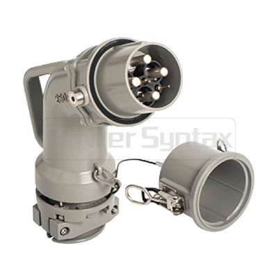 PowerSyntax Shore Power High Current Industrial Male Plug Angled Type 4P 250A 400V IP67 Part No. MB250A-AP-B