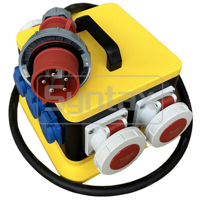 Syntax MZ8 IP67 Waterproof Portable Distribution Box 32A/5P Three Phase 400v With 1.8m built-in Lead Rubber Cable Outdoors 26*26*24.5CM