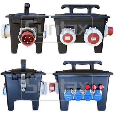 Syntax RB13 Portable Rubber Box 32A Three Phase IP44 Waterproof Outdoor Mains Distro Box For Live Event 345x250x311.5MM