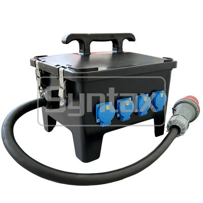 Syntax MP24 IP67 Waterproof Portable Power Distribution Unit 63A/5P with 1.2m Rubber Cable Protected by Schneider RCCB