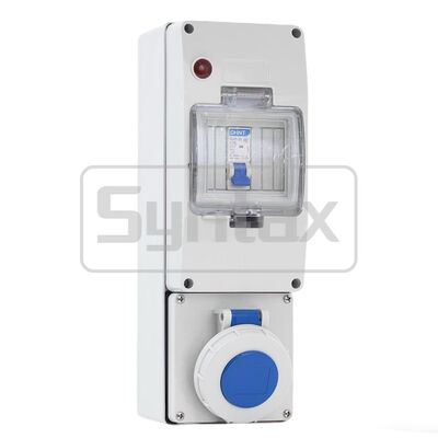 Syntax UBM316 IP66 防水型工業用ソケットアウトレットボックス、16A 3P 220V、ニッケルめっき真鍮コンタクト付き