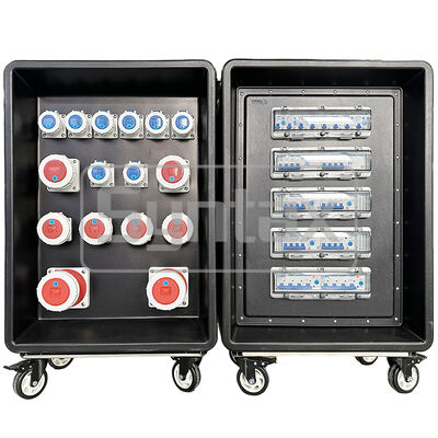 シンタックス MD4 三相 250AMP IP67 防水 HDPE モバイル配送 パワーパネル 輪付き 差分保護 630x430x900mm