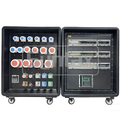 シンタックス MD5 IP67 防水 500A フジテレビ カタールのスポーツイベント用 500A パワーロック付きホイール付き3相 HDPE携帯電源配送箱